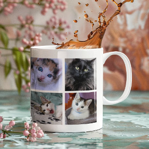 Family Pet Photo Collage Large Coffee Mug