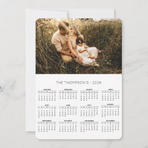 Family Photo 2024 Calendar 12 Month Monogram Holiday Card