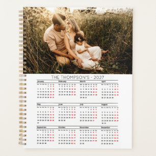 Family Photo 2027 Calendar 12 Month Monogram Planner