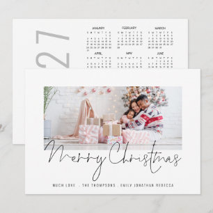 Family Photo 2027 Calendar Script Merry Christmas  Holiday Card