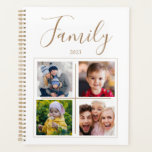 Family Photo 4 Collage Personalized  Planner<br><div class="desc">Personalized planner with 4 photo collage spaces and name typography.  Add current year. Planner.  White with tan accents. Add your favourite photos and customize this planner.</div>