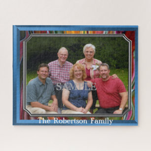 Family photo and personalize with Name Jigsaw Puzzle