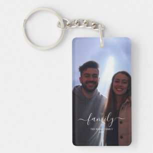 family Photo and Text 2 Photo Collage  Keychain