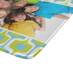 Family Photo Aqua Lime White Mid Century Mod Retro Cutting Board