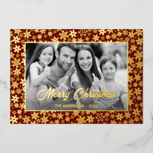 Family Photo   Auto Convert pic to Black and White Foil Holiday Card