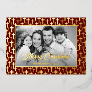 Family Photo   Auto Convert pic to Black and White Foil Holiday Card