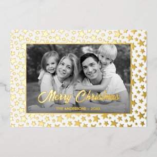 Family Photo   Auto Convert pic to Black and White Foil Holiday Card