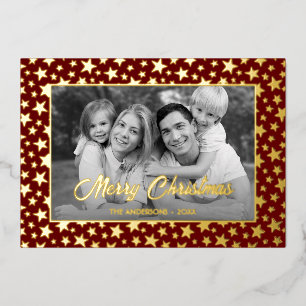 Family Photo   Auto Convert pic to Black and White Foil Holiday Card