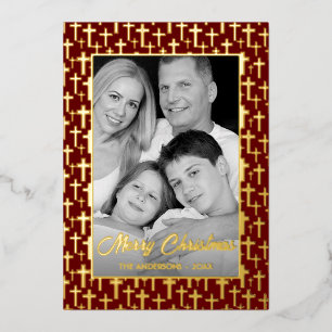 Family Photo   Auto Convert pic to Black and White Foil Holiday Card