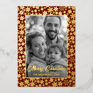 Family Photo   Auto Convert pic to Black and White Foil Holiday Card