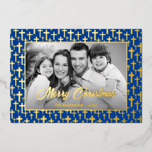 Family Photo   Auto Convert pic to Black and White Foil Holiday Card
