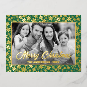 Family Photo   Auto Convert pic to Black and White Foil Holiday Postcard