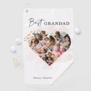 Family Photo Best Grandma Ever Heart Shape 8 Photo Golf Towel