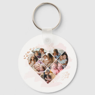 Family Photo Best Grandma Ever Heart Shape 8 Photo Keychain