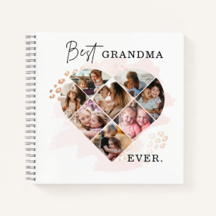 Family Photo Best Grandma Ever Heart Shape 8 Photo Notebook