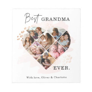 Family Photo Best Grandma Ever Heart Shape 8 Photo Notepad