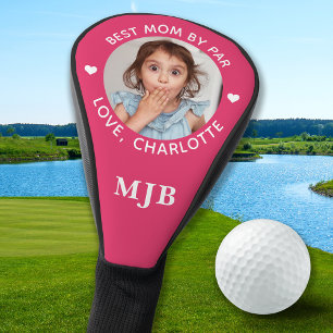 Family Photo Best Mom Ever Pink White Funny Golf Head Cover