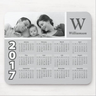 Family Photo   Black and White 2017 Calendar Mouse Pad