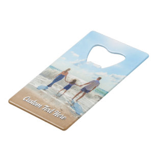 Family Photo Bottle Opener Personalized Text  Credit Card Bottle Opener