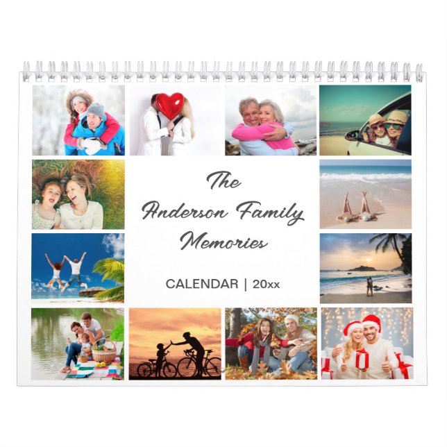 Family Photo Calendar, Editable White Calendar (Cover)