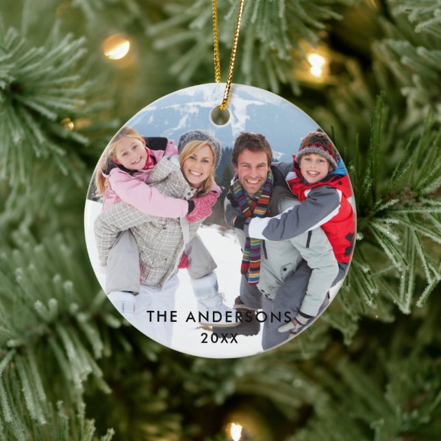 Family Photo Ceramic Ornament (Tree)