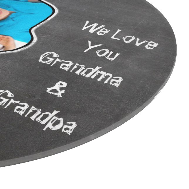 Family Photo Chalkboard We Love YOU Cutting Board (Corner)
