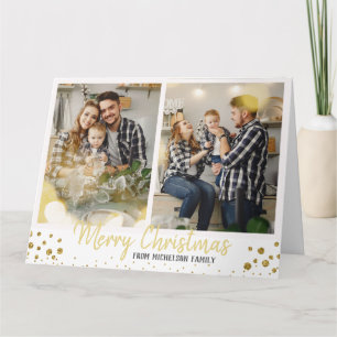 Family Photo Christmas Card Gold Confetti card