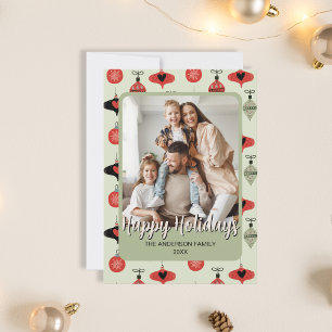 Family Photo Christmas Green   Holiday Card