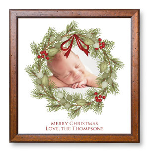 Family Photo Christmas Greenery Template Print