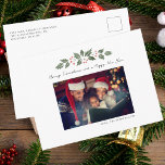 Family Photo Christmas Holiday Postcard<br><div class="desc">A Christmas photo card you can easily customize. Add your photo, and change the wording and names by clicking the "Personalize" button. (1) For further customization, please click the "customize further" link nested under the "Personalize" button and use our design tool to modify this template. (2) If you prefer Thicker...</div>