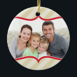 FAMILY PHOTO CHRISTMAS ORNAMENT bold bright stripe<br><div class="desc">A special memento to capture a moment in time - make a new tradition for your family and get one every year... Personalized with your details & photos my modern holiday products are sure to stand out from the rest. TIP :: 1. You can change the fonts, move and add...</div>