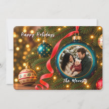 Family Photo Christmas Ornament Holiday Card