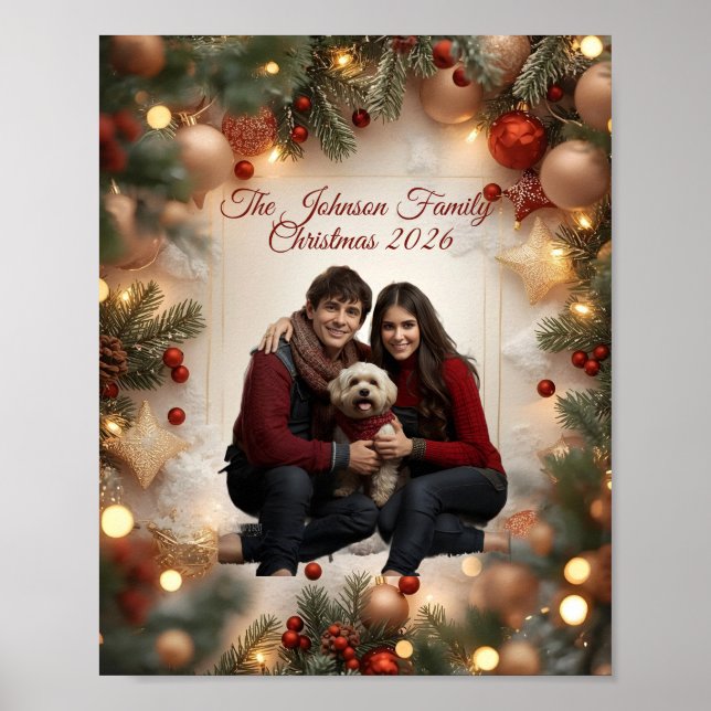 Family Photo Christmas Poster | Personalized Holid (Devant)