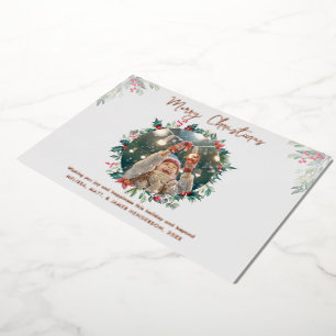 Family Photo Christmas Rustic Plaid Foil Holiday Card