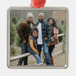 Family Photo Christmas Tree Farm Metal Ornament