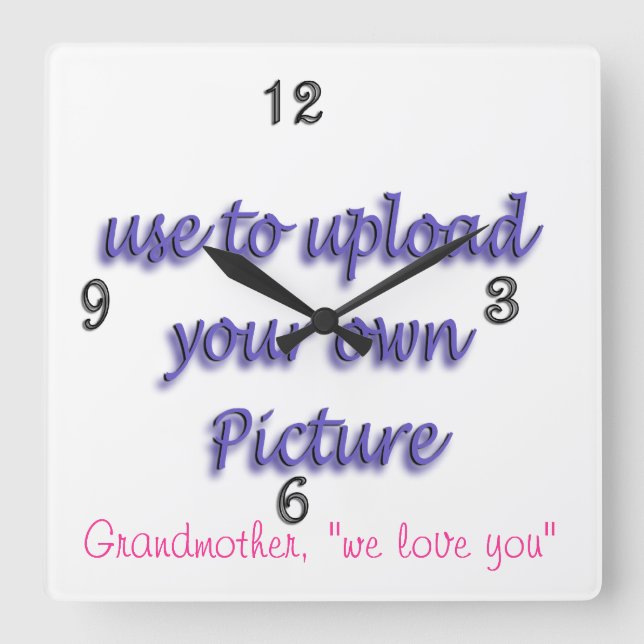 Family Photo Clock- customize and personalize Square Wall Clock (Front)