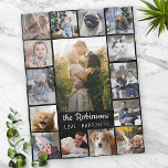 Family Photo Collage 15 Pictures   Name Black Easy Fleece Blanket<br><div class="desc">Celebrate your family or wedding memories with this beautiful photo collage fleece blanket. This design includes one large central vertical photo, along with 2 smaller vertical photos and 12 square Instagram-style pictures. Add your name in very light grey. The words "Love - Happiness" can also be changed or left as-is...</div>