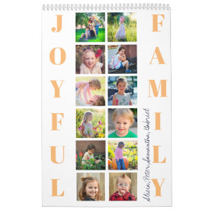 Family photo collage 2025 monogrammed white calendar