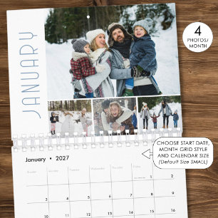 Family Photo Collage 4 Per Month Modern Calendar