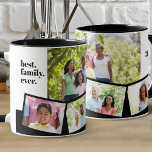 Family Photo Collage - 5 Photos and Custom Text Mug<br><div class="desc">Personalize this black and white coffee mug with your favourite photos. The photo template is set up ready for you to add up to 5 of your own pictures. The main photo will be used as the background and the remaining 4 photos will be laid out in a zig-zag photo...</div>