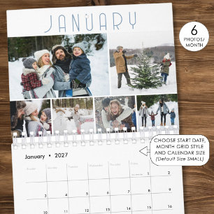 Family Photo Collage 6 Per Month Modern Calendar