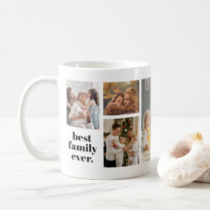 Family Photo Collage - 6 Photos and Custom Text Coffee Mug