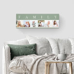 FAMILY Photo Collage 6 Picture Green and Natural Canvas Print<br><div class="desc">Personalized stretched canvas print with the word FAMILY lettered above your photos. The photo template is set up for you to add 6 of your favourite pictures, which are displayed in square format in a simple, strip style, photo collage. This smart and stylish custom piece of wall art has a...</div>