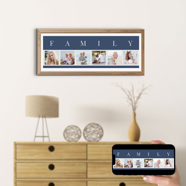 FAMILY Photo Collage 6 Picture Strip Blue Custom Poster (Creator Uploaded)