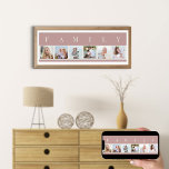 FAMILY Photo Collage 6 Picture Strip Pink Custom Poster<br><div class="desc">Personalized poster print with the word FAMILY lettered above your photos. The photo template is set up for you to add 6 of your favourite pictures, which are displayed in square format in a simple, strip style, photo collage. This smart and stylish custom piece has a soft colour palette of...</div>