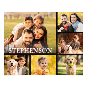 Family Photo Collage 6 Pictures Name Black Print