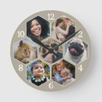 Family Photo Collage 7 Custom Taupe Hexagon Flower