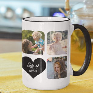 Family photo collage 7 photos custom name text coffee mug