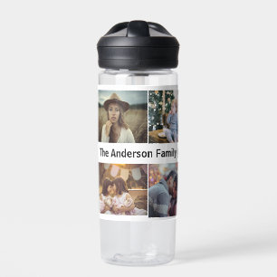 Family Photo Collage 8 Custom Picture   Name White Water Bottle