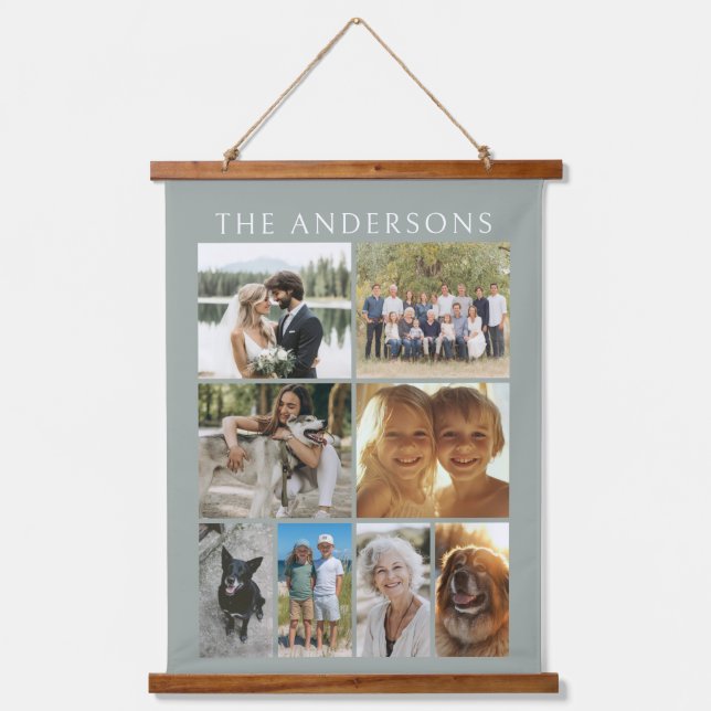Family Photo Collage 8 Images Custom Hanging Tapestry (Front)